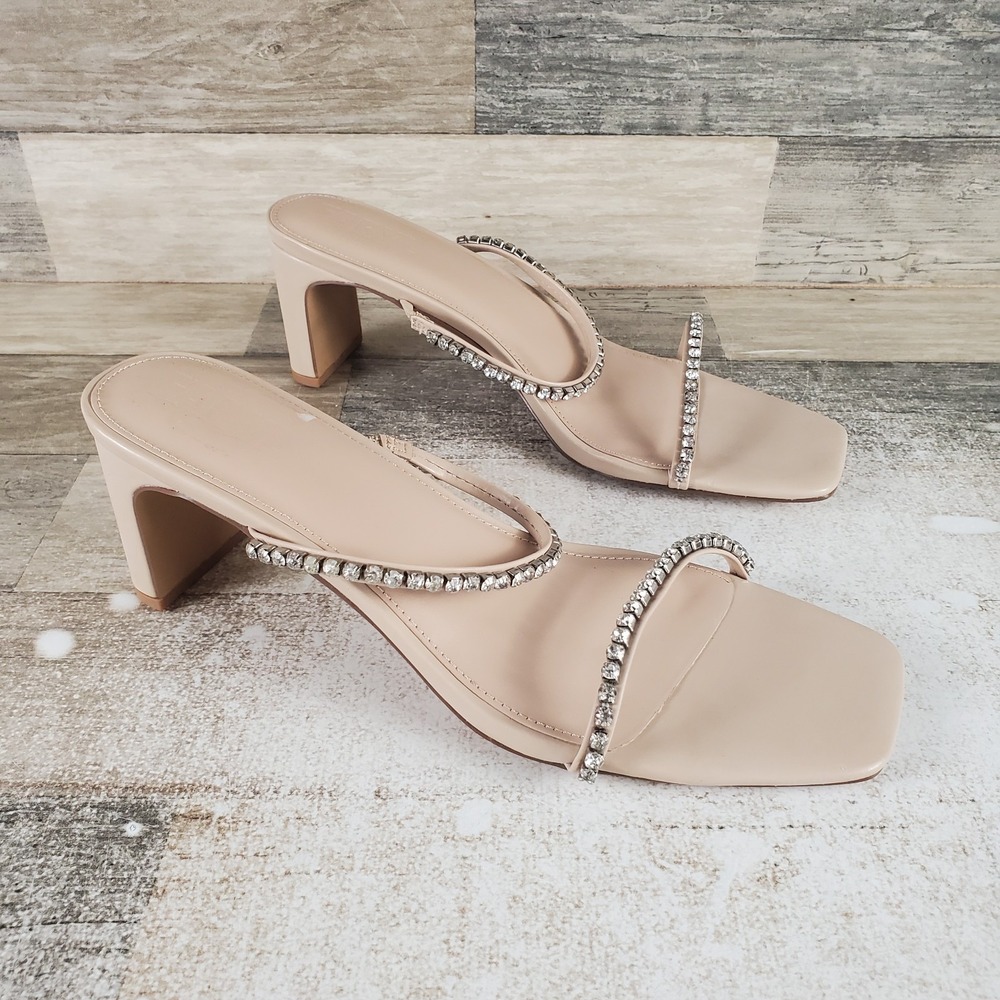 FARYL by Farylrobin Alexandra Women Mule Sz 10 Natural Patent Slip On Square Toe